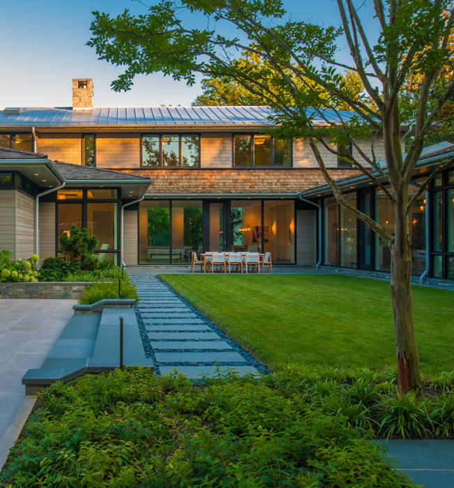 Rear Courtyard, Edgemoor Residence, Custom Home by Peterson and Collins Builders