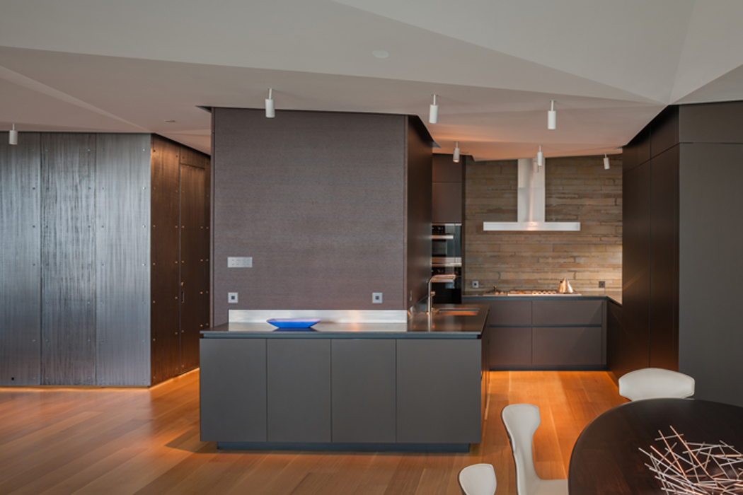 Modern kitchen, Custom penthouse, built by Peterson and Collins Builders