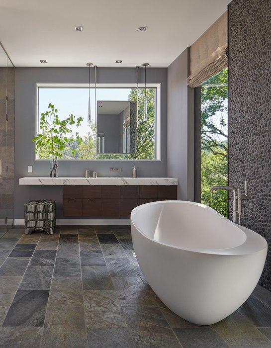 Master bath, , Potomac Overlook Residence, built by Peterson and Collins