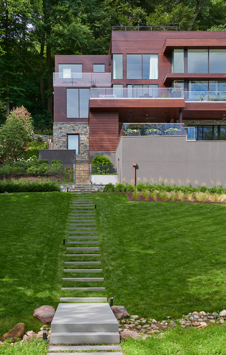 Rear facade, , Potomac Overlook Residence, built by Peterson and Collins