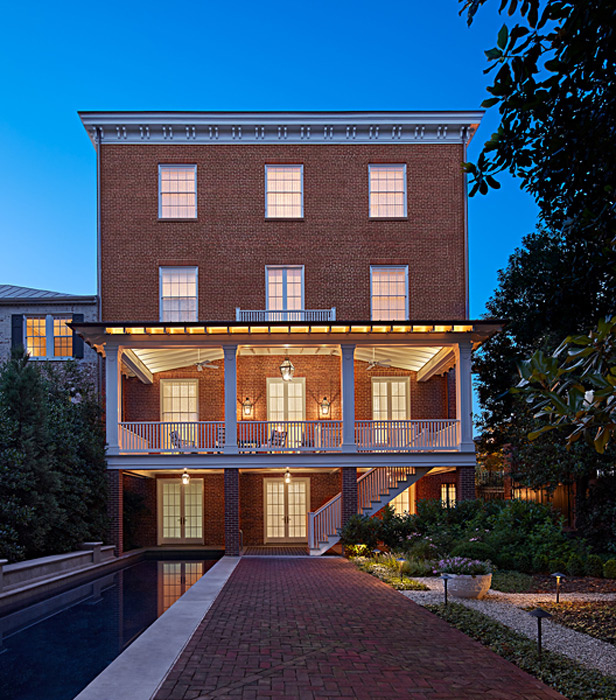 Rear facade, porch and stairs