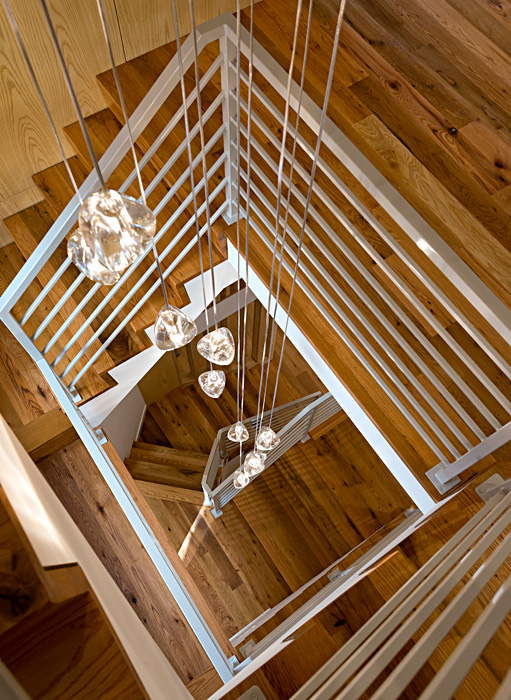 Alexandria Riverwalk Custom Home Staircase with center lighting