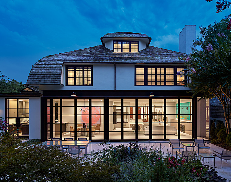 Rear facade, windows of custom built home